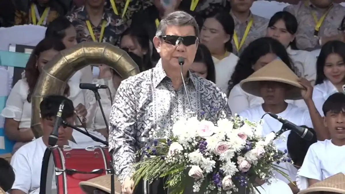 Utusan Khusus Presiden RI, Hashim Djojohadikusumo, saat memberikan sambutan dalam perayaan Paskah Nasional 2026 di Manado, Sulawesi Utara, Rabu (8/4)/Foto : Dok. Istimewa
