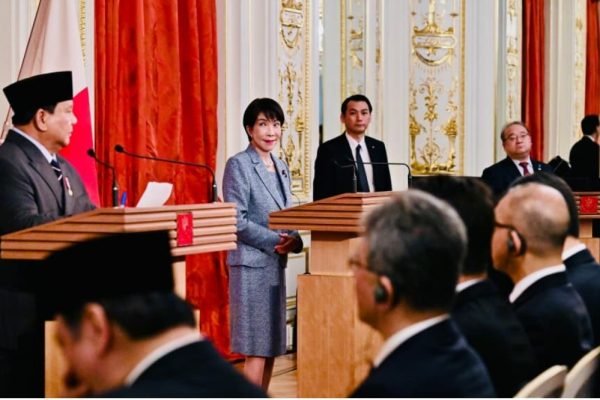 Presiden Prabowo saat memberikan sambutan Istana Akasaka, Tokyo, Selasa (31/3)/Foto : BPMI Setpres RI