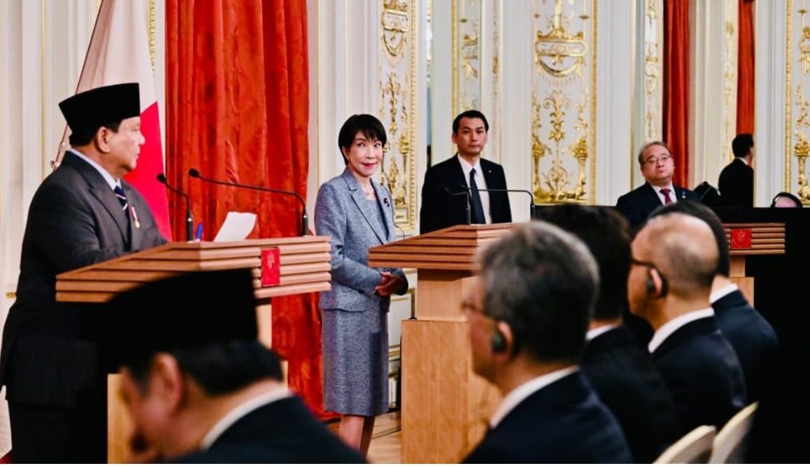 Presiden Prabowo saat memberikan sambutan Istana Akasaka, Tokyo, Selasa (31/3)/Foto : BPMI Setpres RI