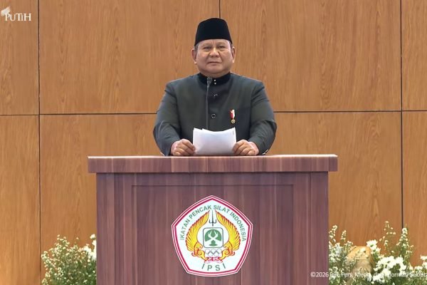 Presiden Prabowo saat memberikan sambutan pada agenda "Pembukaan Munas XVI IPSI" di Jakarta, Sabtu (11/4)/Foto : Dok. YouTube Sekretariat Presiden