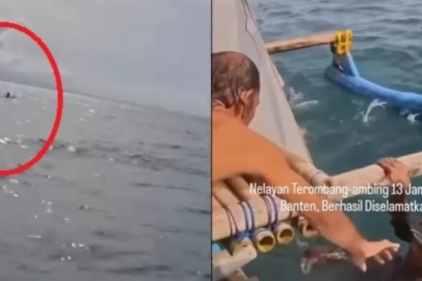 Video yang memperlihatkan tiga nelayan terombang-ambing di laut hingga belasan jam. Foto: Instagram/warungjurnalis