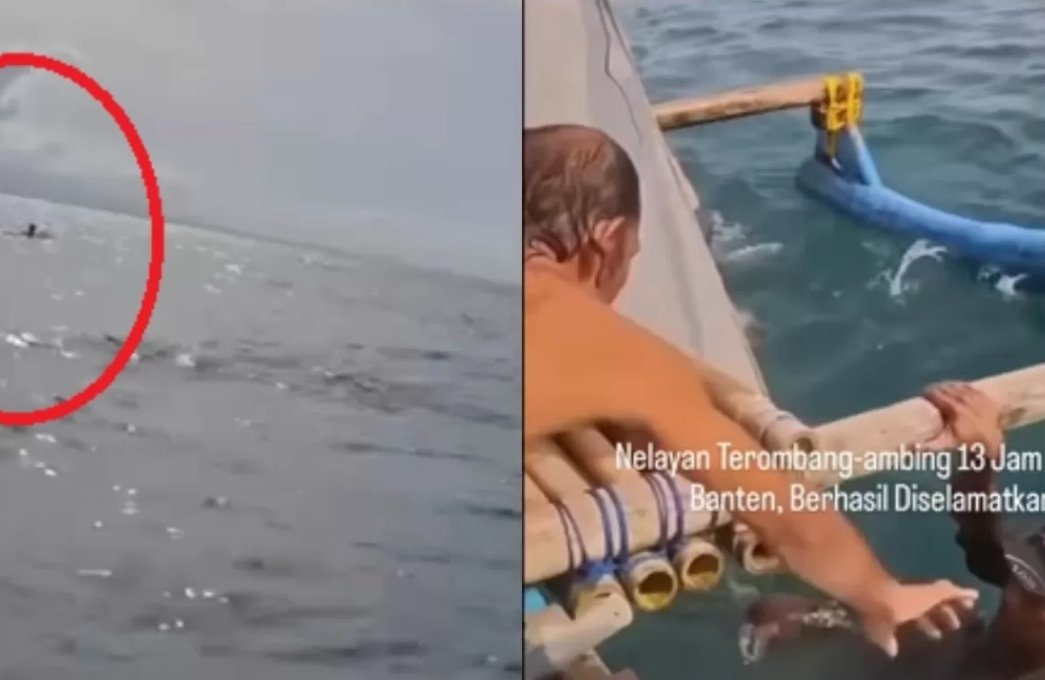 Video yang memperlihatkan tiga nelayan terombang-ambing di laut hingga belasan jam. Foto: Instagram/warungjurnalis