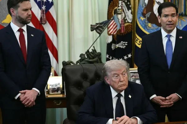 Presiden AS Donald Trump dalam konferensi pers terbarunya/Foto : Dok. AFP