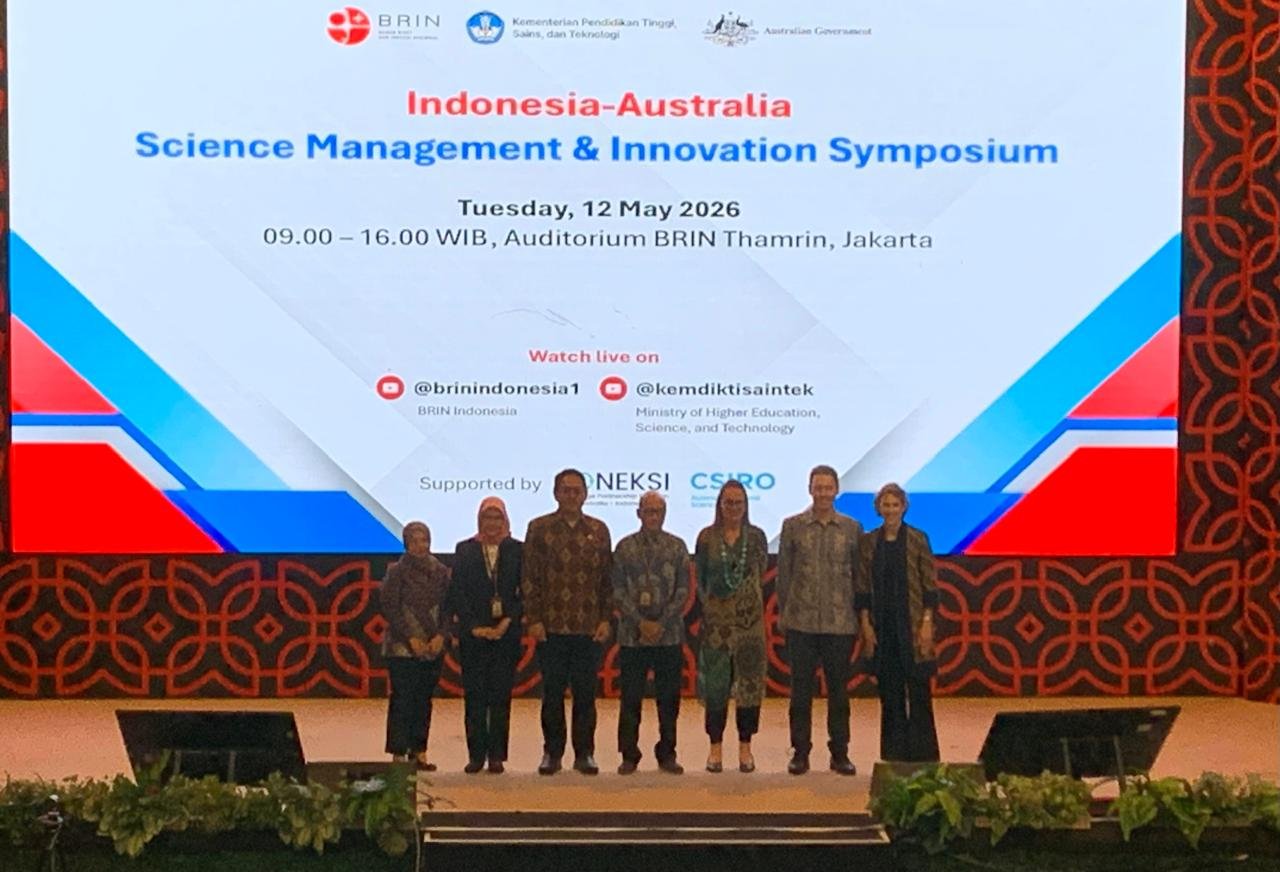 Penyelenggaraan Indonesia-Australia Science and Innovation Symposium di Kantor Pusat Badan Riset dan Inovasi Nasional (BRIN), Jakarta Selasa (12/5). Foto: GPriority/Dimas A Putra