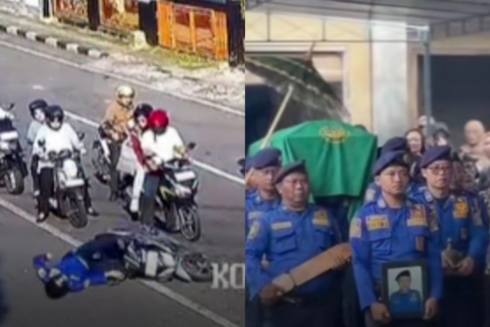 Proses pemakaman Rudi Indratna (56), petugas Damkar yang sempat viral karena mendadak pingsan saat mengendarai motor di kawasan Alun-alun Wonosari/Foto : Tangkapan Layar IG @infogunungkidul & TikTok @handayanifire13