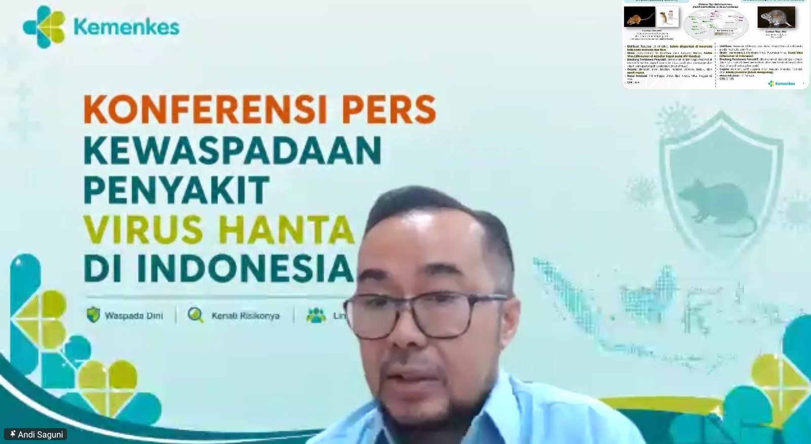 Pelaksana Tugas (Plt) Direktur Jenderal Penanggulangan Penyakit Kemenkes, dr. Andi Saguni, MA., dalam konferensi pers daring pada Senin (11/5)/Foto : Dok. Tangkapan Layar Zoom Kemenkes RI