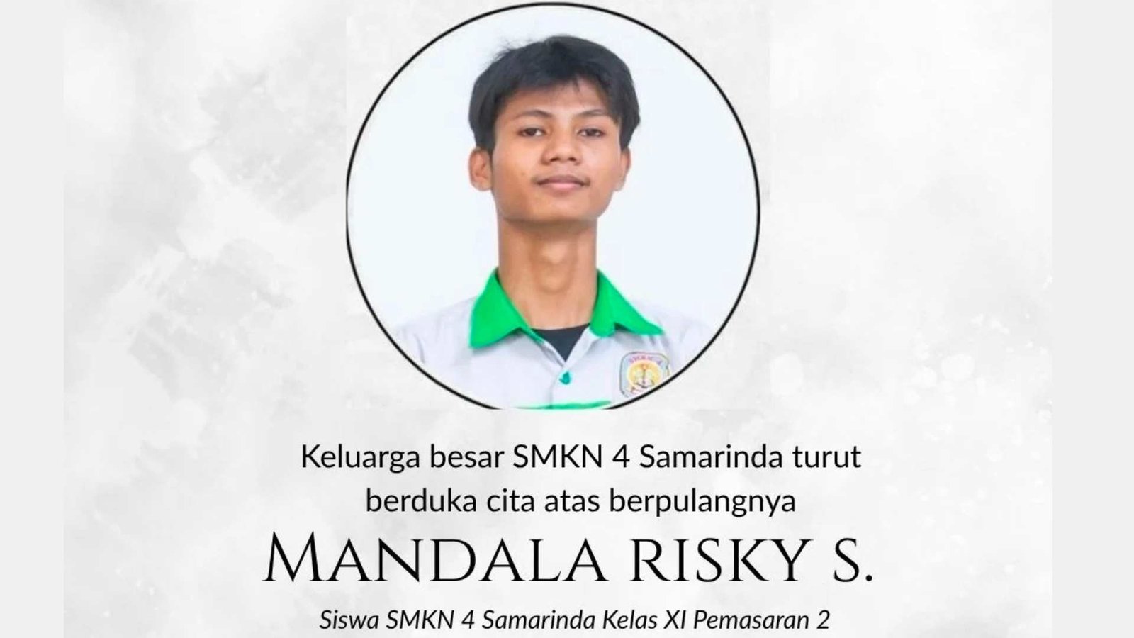 Mandala Risky Syahputra, siswa SMKN 4 Samarinda yang diduga meninggal karena sepatunya kekecilan/Foto : Dok. Instagram @smkn4_samarinda