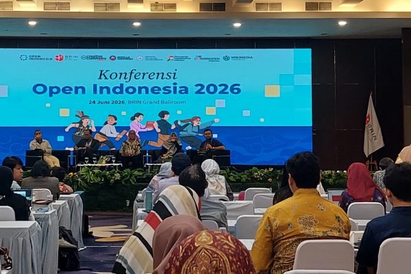 Agenda Konferensi Open Indonesia 2026 yang berlangsung di Gedung BRIN Widya Graha, Gatot Subroto, Jakarta, Rabu (24/6)/Foto : Dok. GPriority (Nindya Farhah Azzahrah)