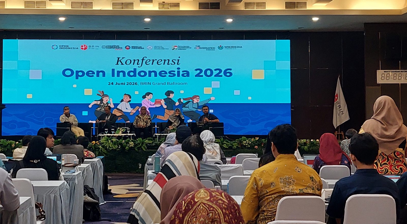 Agenda Konferensi Open Indonesia 2026 yang berlangsung di Gedung BRIN Widya Graha, Gatot Subroto, Jakarta, Rabu (24/6)/Foto : Dok. GPriority (Nindya Farhah Azzahrah)