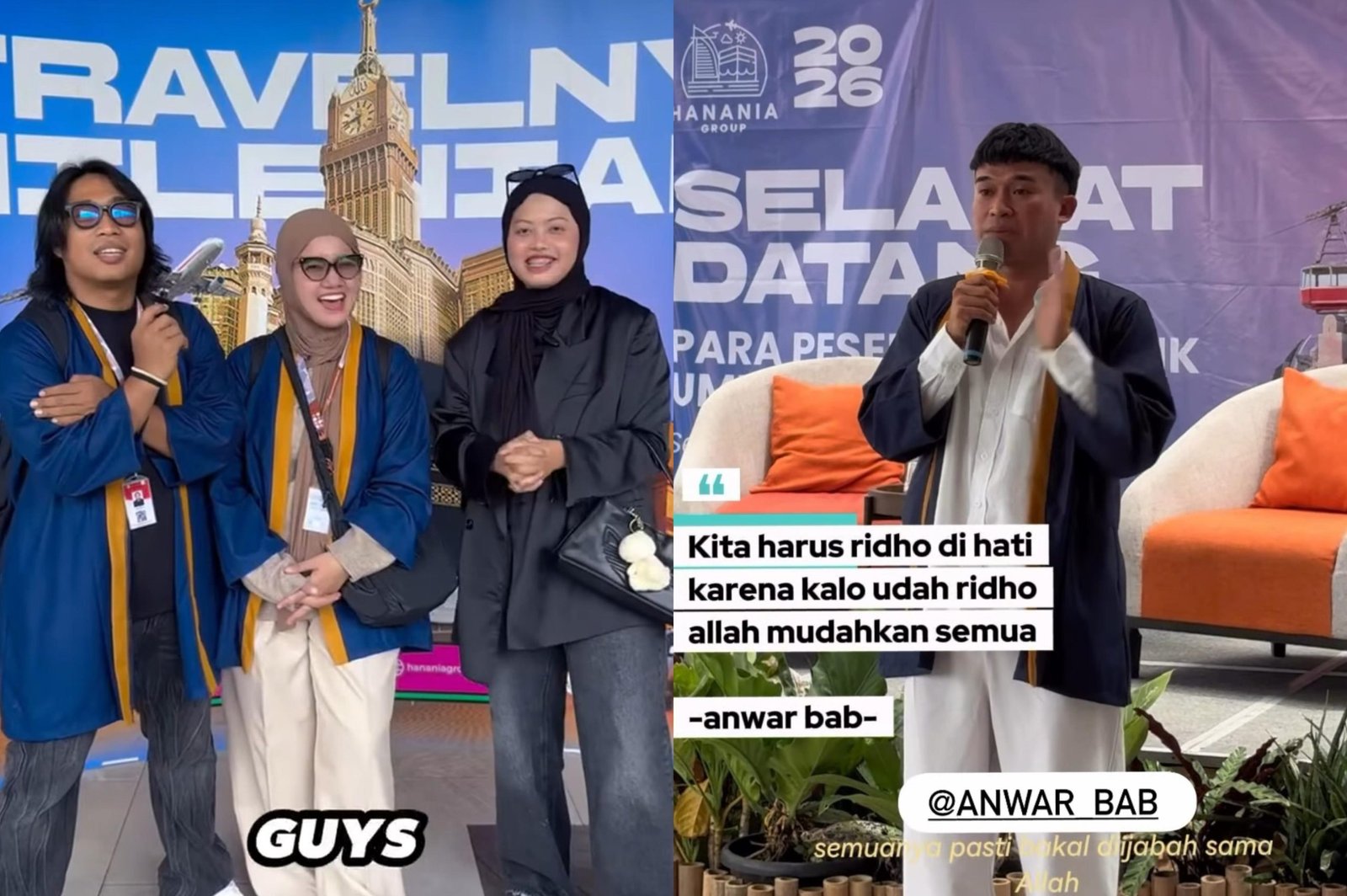Praz Teguh dan Anwar Sanjaya (Anwar BAB) menjadi 2 nama publik figur yang pernah di endorse Hanania Travel/Foto : Dok. Instagram @hananiagroup.id