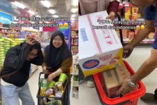 Viral warga Malaysia borong barang-barang Indonesia usai rupiah melemah/Foto : Dok. TikTok @teratourpadang
