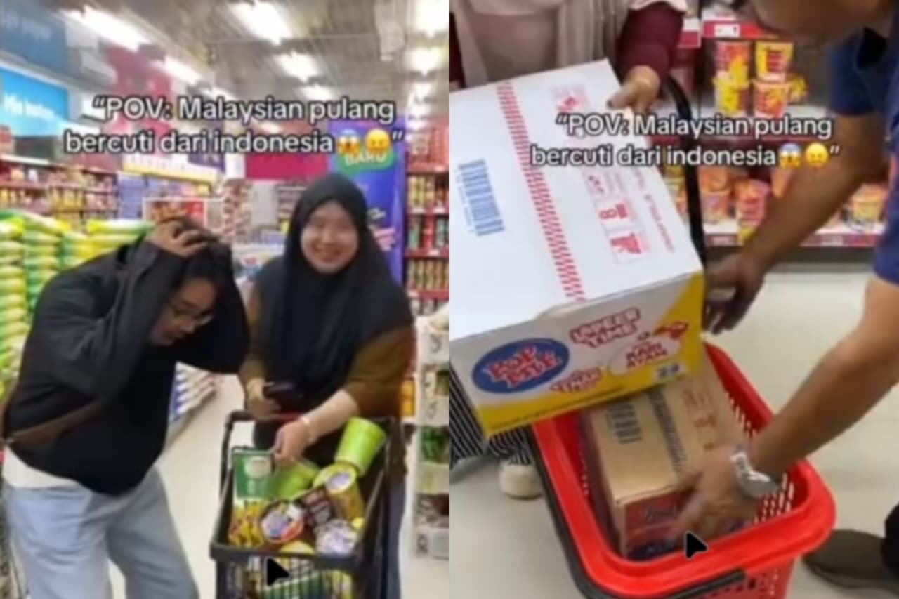 Viral warga Malaysia borong barang-barang Indonesia usai rupiah melemah/Foto : Dok. TikTok @teratourpadang