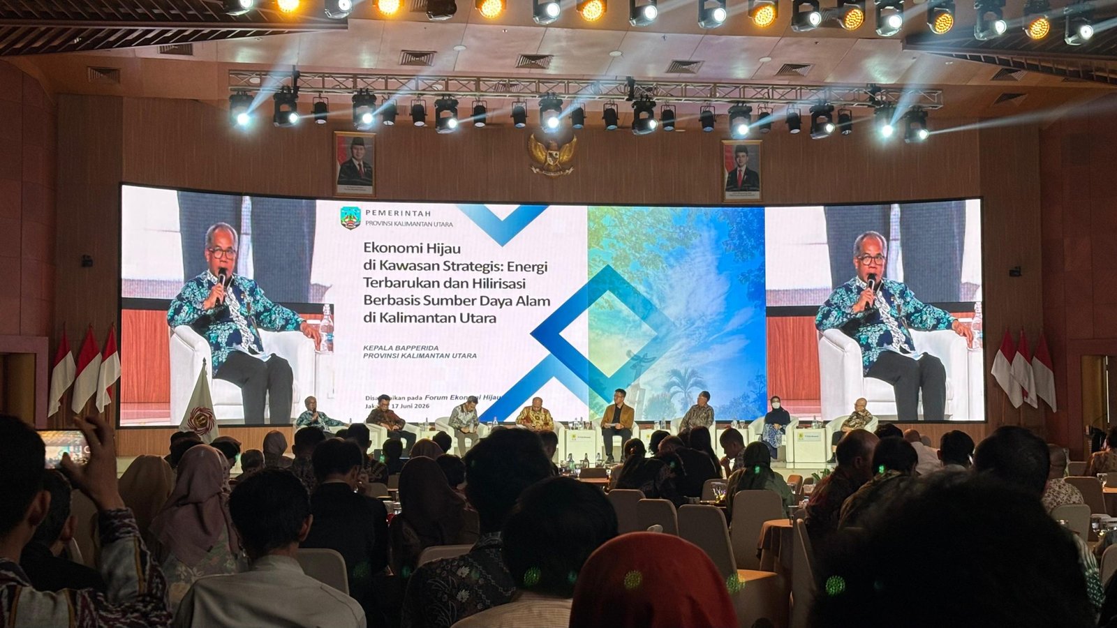 Kepala Bapperida Provinsi Kalimantan Utara, Bertius, S.Hut., saat mewakili Gubernur Kaltara dalam acara Forum Ekonomi Hijau 2026 di Auditorium PLN Kantor Pusat, Jakarta Selatan, Rabu (17/6)/Foto : GPriority (Nindya Farhah Azzahrah)