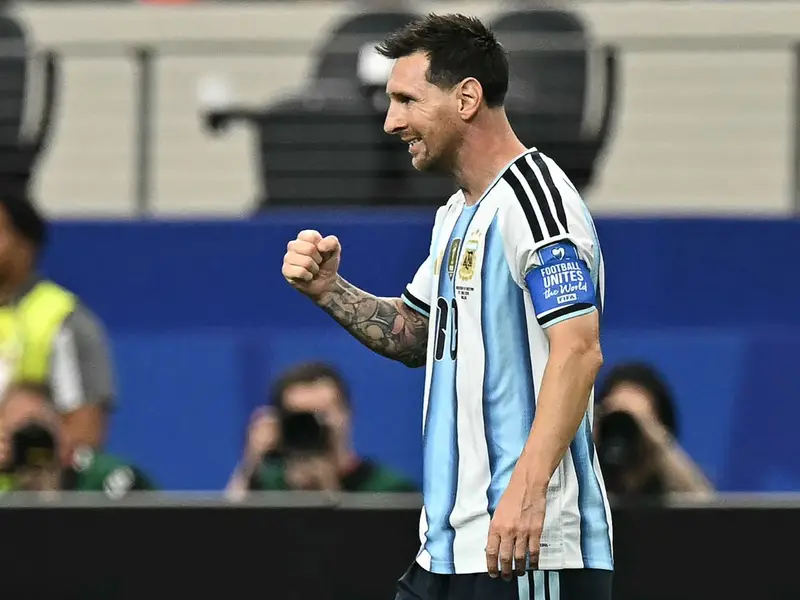 Lionel Messi saat momen kemenangan 2-0 Argentina atas Austria pada laga Grup J Piala Dunia 2026 di Arlington, Texas, Senin (22/6) waktu setempat/Foto : Dok. AFP