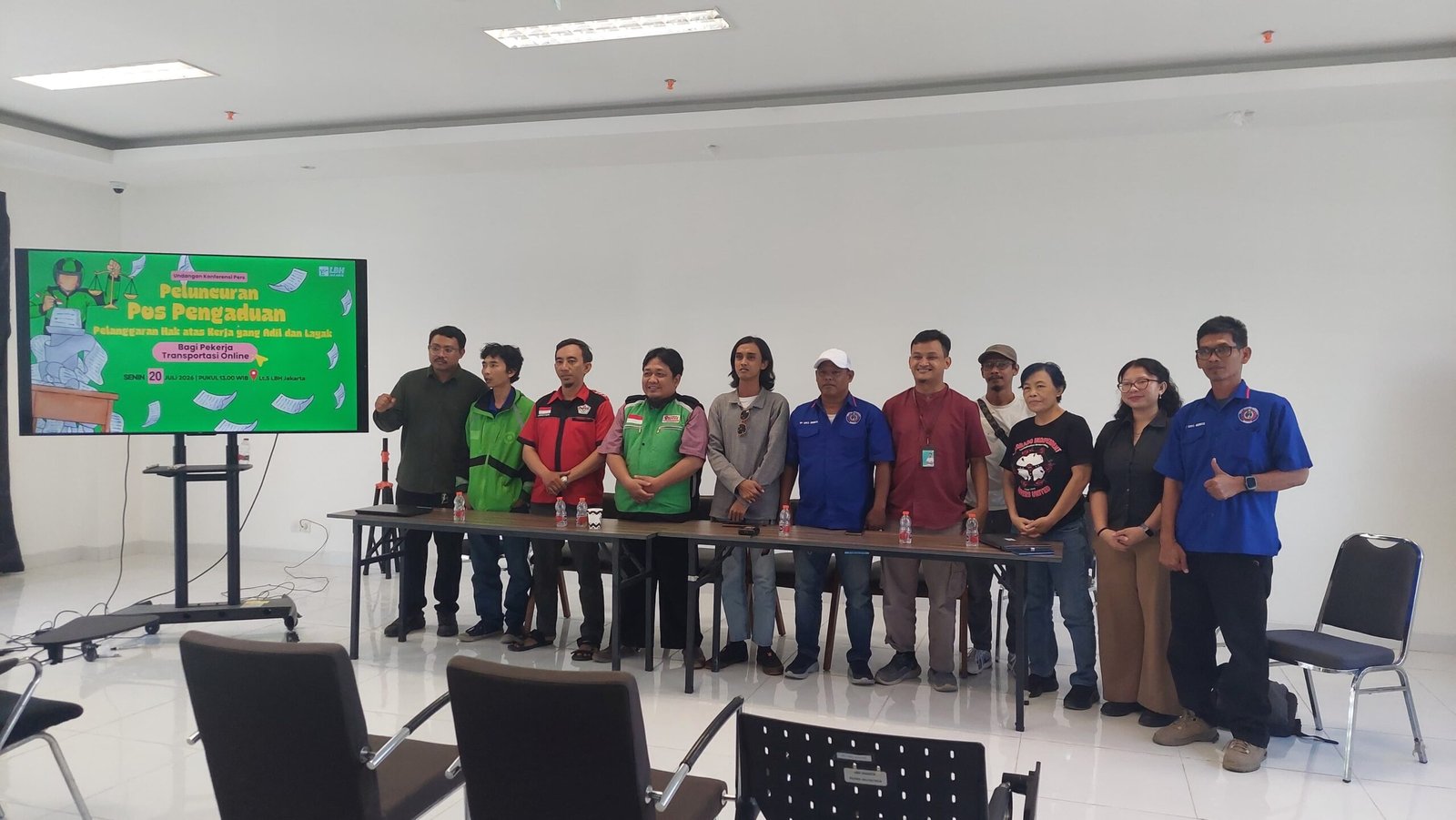 Peluncuran pos pengaduan pengemudi transportasi online di Gedung LBH Jakarta, Senin (20/7)/Foto : Dok. GPriority (Nindya Farhah Azzahrah)