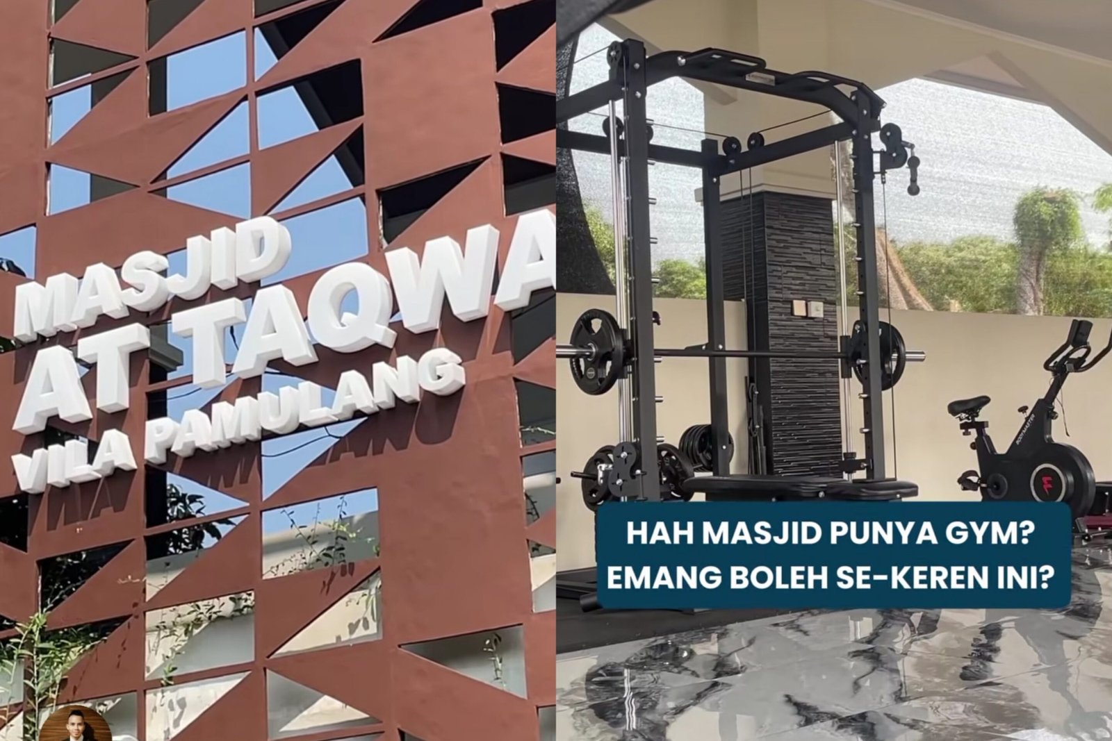 Masjid At-Taqwa Vila Pamulang di Kota Tangerang Selatan yang menghadirkan inovasi gym gratis untuk jemaah dan warga sekitarnya/Foto : Dok. Instagram @attaqwamasjid.id
