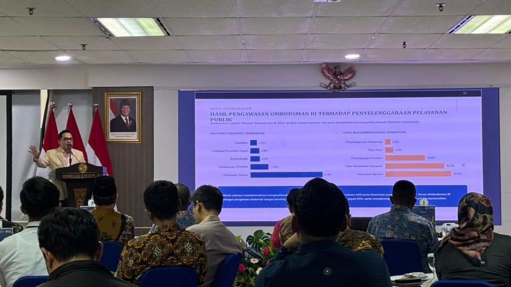 Ketua Komisi II DPR RI Rifqinizamy Karsayuda saat memberikan pemaparan di Gedung Ombudsman, Selasa (14/7)/Foto : Dok. GPriority (Nindya Farhah Azzahrah)