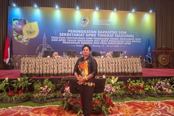 Sekretaris DPRD Kabupaten Sarmi, Agnes Magdalena, usai mengikuti Rakornas ASDEKSI 2026 di Hotel Savana Malang, Sabtu (25/7)/Foto : Dok. GPriority (Risma Octavia)