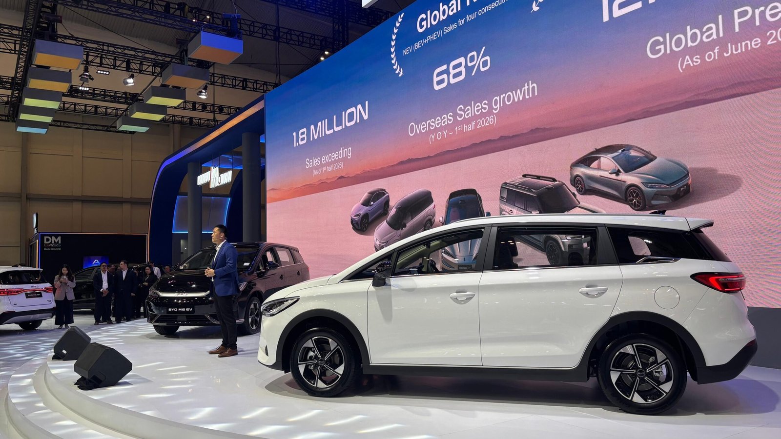 PT BYD Motor Indonesia memperkenalkan dua pilihan teknologi dalam keluarga BYD M6, yakni kendaraan listrik murni atau Battery Electric Vehicle (EV) dan Dual Mode (DM), pada acara GIIAS 2026, Rabu (29/7)/Foto : Dok. GPriority (Nindya Farhah Azzahrah)
