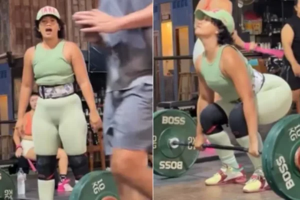 Momen Nyimas Laula saat tengah mengikuti kelas Olympic Weightlifting dan merasa terganggung dengan pengguna gym lain yang lewat di depannya/Foto : Dok. Instagram