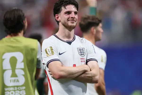 Declan Rice dipastikan bermain dalam laga semifinal Piala Dunia 2026, Inggris vs Argentina/Foto : Dok. AFP