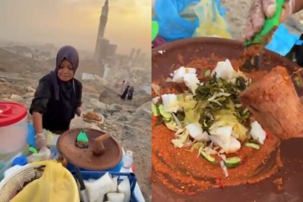 Seorang ibu asal Madura mendadak viral usai diketahui berjualan gado-gado di Makkah, tepatnya di kawasan perbukitan Jabal Khandamah/Foto : Dok. Instagram @fadhilraihann