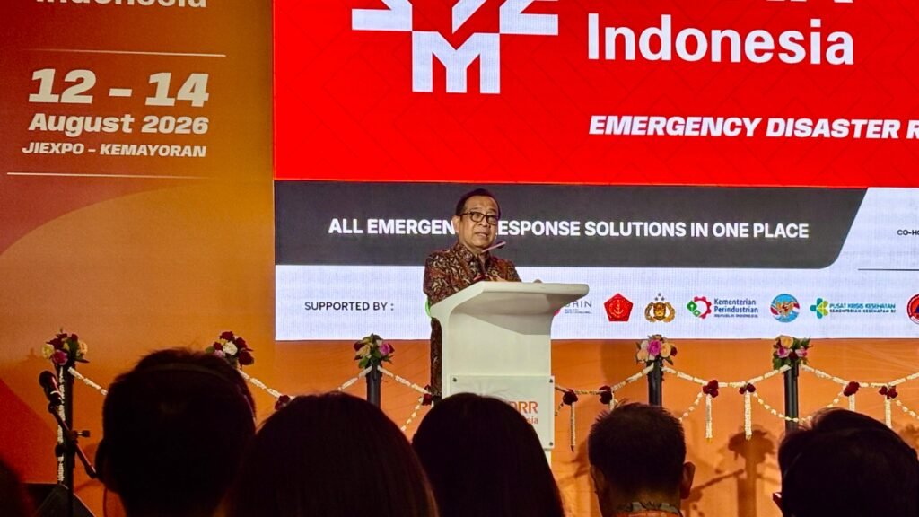 Menko PMK Pratikno saat membuka Emergency Disaster Reduction & Rescue (EDRR) Indonesia 2026 di JIExpo Kemayoran, Jakarta, Rabu (12/8)/Foto : Dok. GPriority (Nindya Farhah Azzahrah)