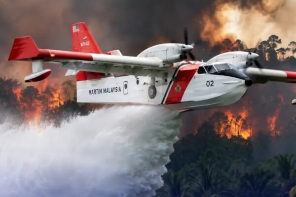 Malaysia mengerahkan pesawat amfibi untuk membantu pemadaman karhutla di wilayah Sumatera hanya dalam 12 detik/Foto : Dok. Istimewa