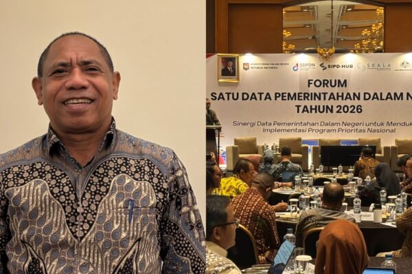 Kepala Dinas Komunikasi dan Informatika (Kominfo) Papua Barat, Frans P. Istia, S.Sos., MM., saat menghadiri agenda Forum Satu Data Pemerintahan Dalam Negeri Tahun 2026 di Hotel Aryaduta Jakarta, Selasa (22/9)/Foto : Dok. GPriority (Risma Octavia)