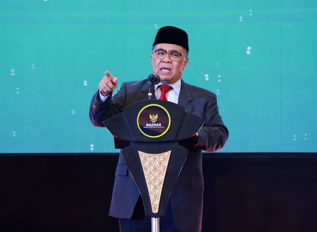Ketua BAZNAS RI, Dr. Ir. H. Sodik Mudjahid, M.Sc., saat memberikan sambutan dalam ajang Grand BAZNAS Awards 2026 di Jakarta, Kamis (15/10)/Foto : Dok. BAZNAS RI