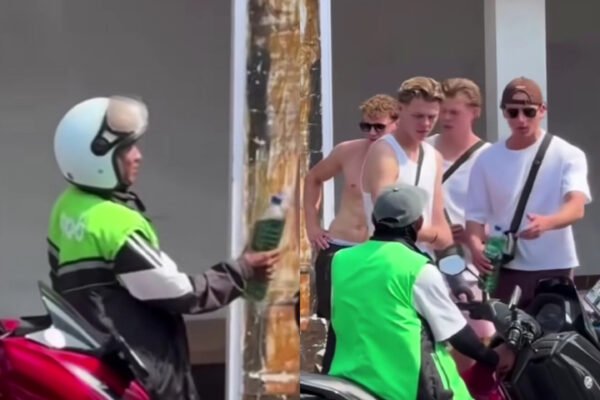 Momen driver ojol di Bali diduga jual bbm botolan ke WNA dengan harga Rp150-200 ribu/Foto : Tangkapan Layar Instagram @nowdots
