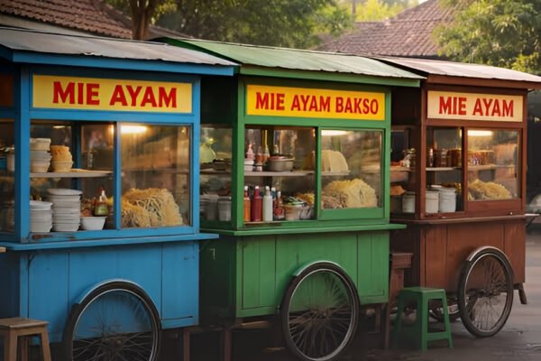 Beda warna gerobak mie ayam, beda juga rasa mie ayam yang dijual/Foto : Ilustrasi Dok. AI